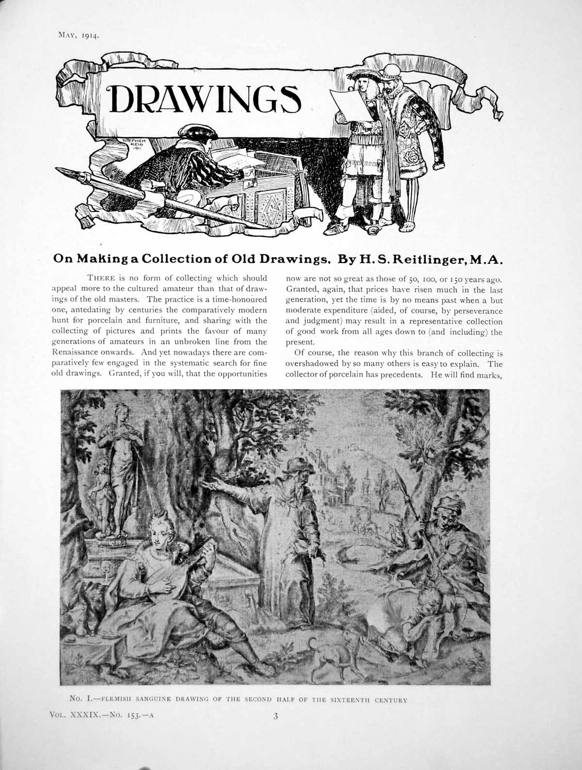 Original Old Antique Print On Making A Collection DrawingsPages 1914