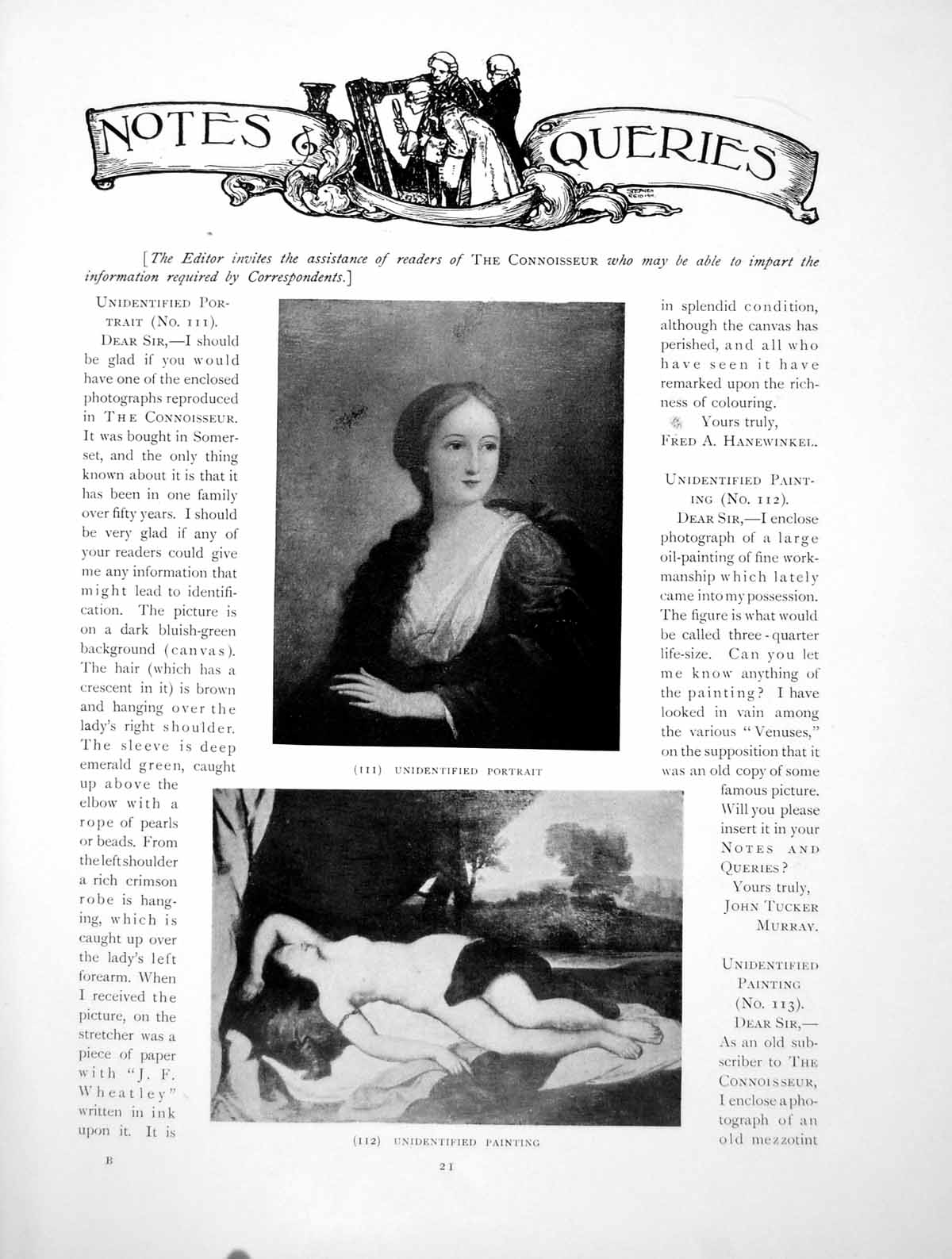 Antique Old Print Notes Queries Unidentified Portrait PaintingPage 1914