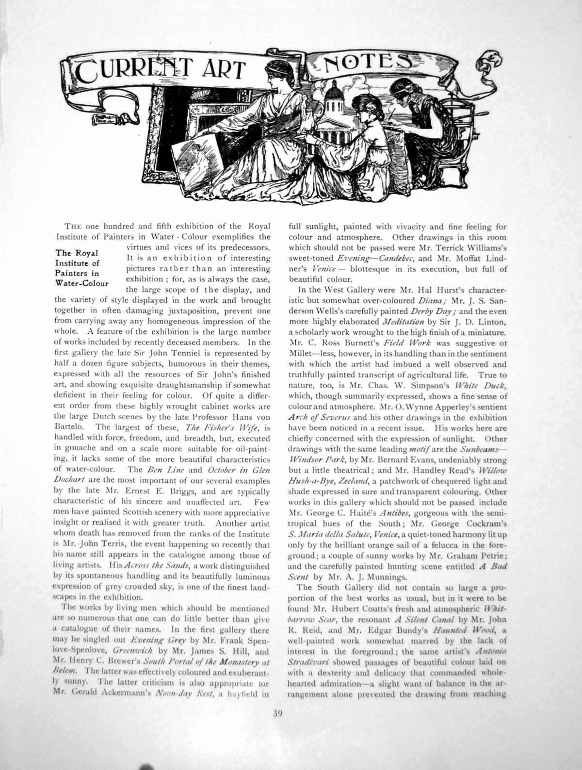 Old Print Art Notes Painters Water Colour My Lady'S ToilettePages 1914