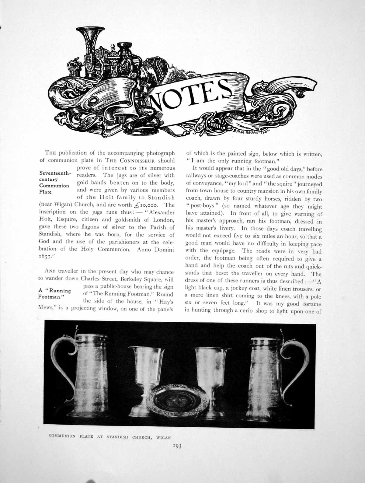 Antique Old Print Notes Communion Plate Standish Church Tea-PoyPages 1914