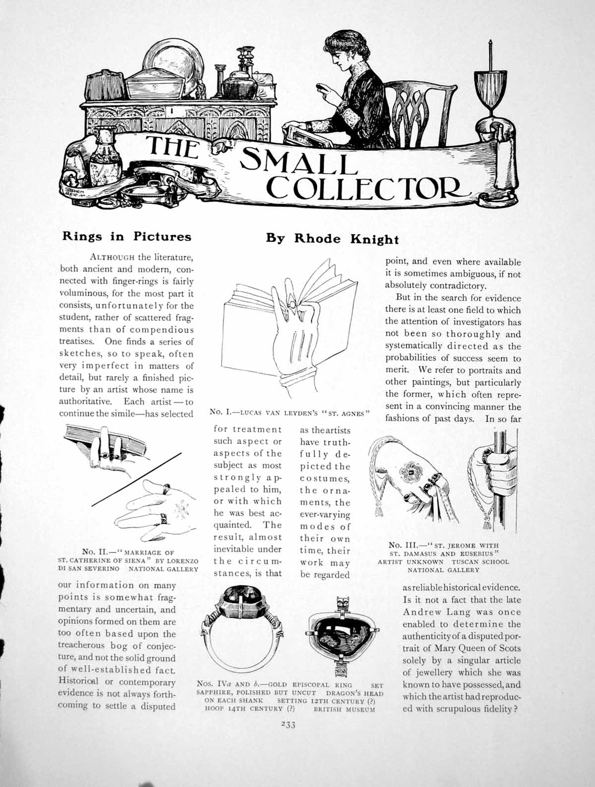 Old Antique Print Rings In Picures Small Collector St. AgnesPages 1914