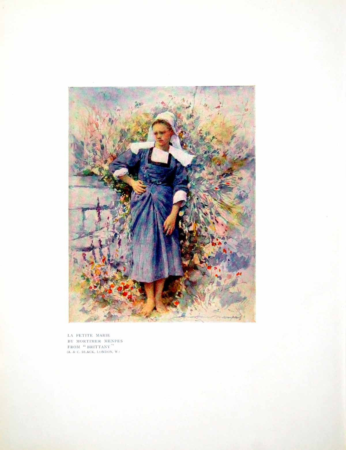 Old Antique Print La Petite Marie By Mortimer Menpes From Brittany 1914 20th