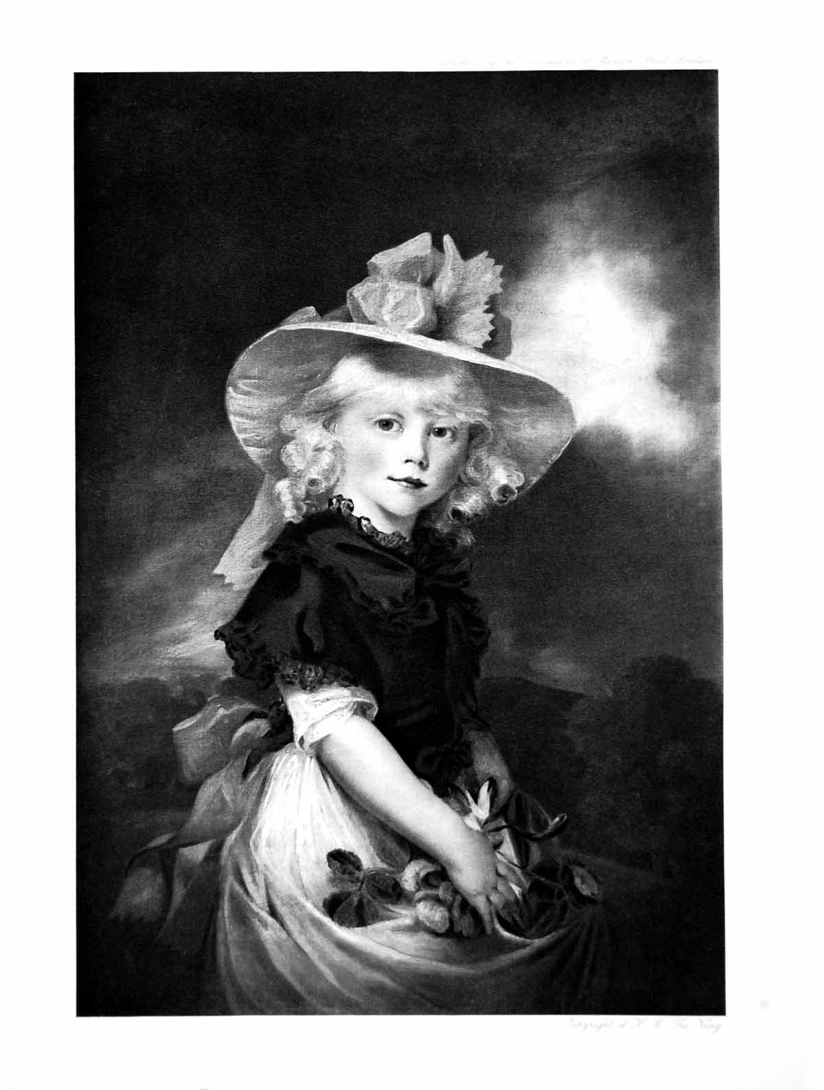 Original Old Antique Print Portrait Hrh Princess Sophia By John Hoppner 1914