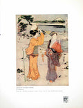 Original Old Antique Print Girls On The Seashore Kiyonaga History Japanese 1914