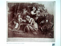 Original Old Antique Print Gleaners Lady Children Donkey Wheat Stalks 1914 20th