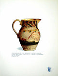 Antique Old Print Staffordshire Jug With Ornaments In Relief Coloured 1914 20th