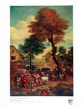 Old Antique Print A Village Merrymaking By David Teniers Horse Wagon 1914 20th