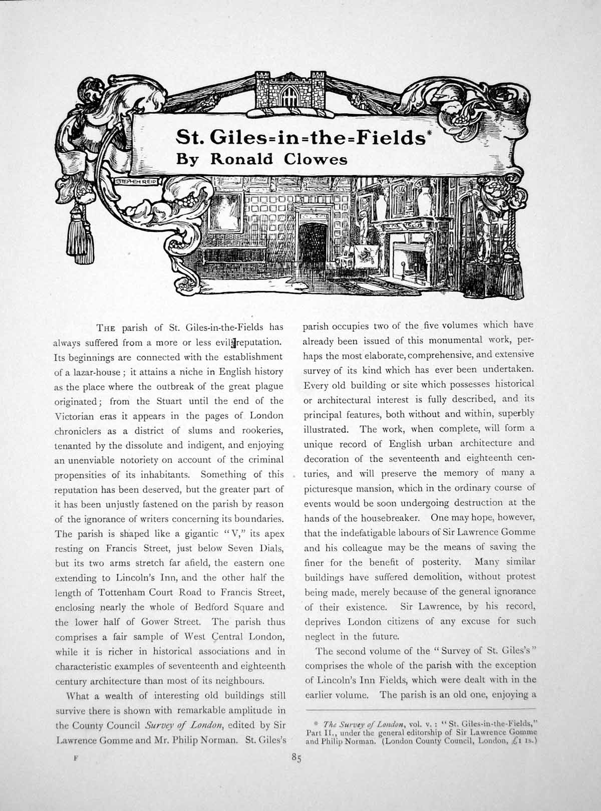 Old St. Giles-In-The-Fields Bedford Square Chimney BreastPages 1914