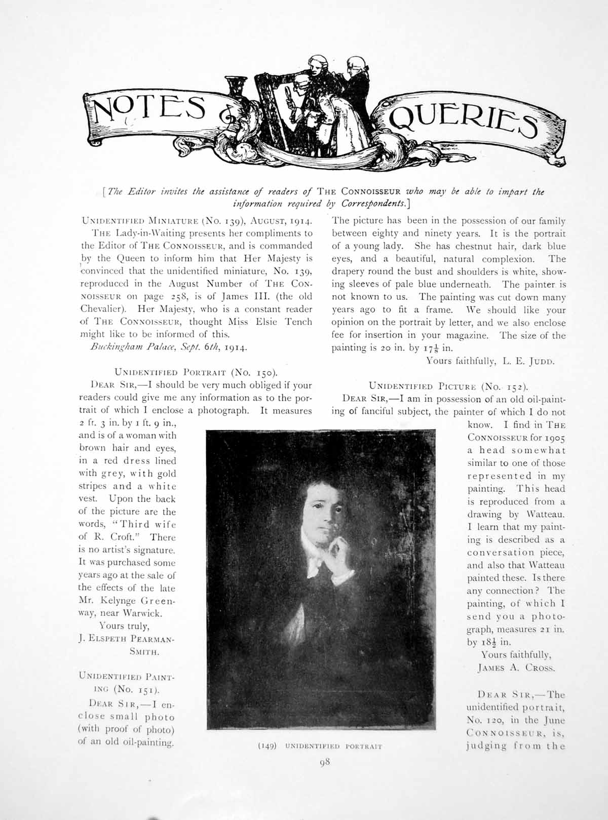 Antique Print Notes Queries Unidentified Portrait Oil PaintingPages 1914