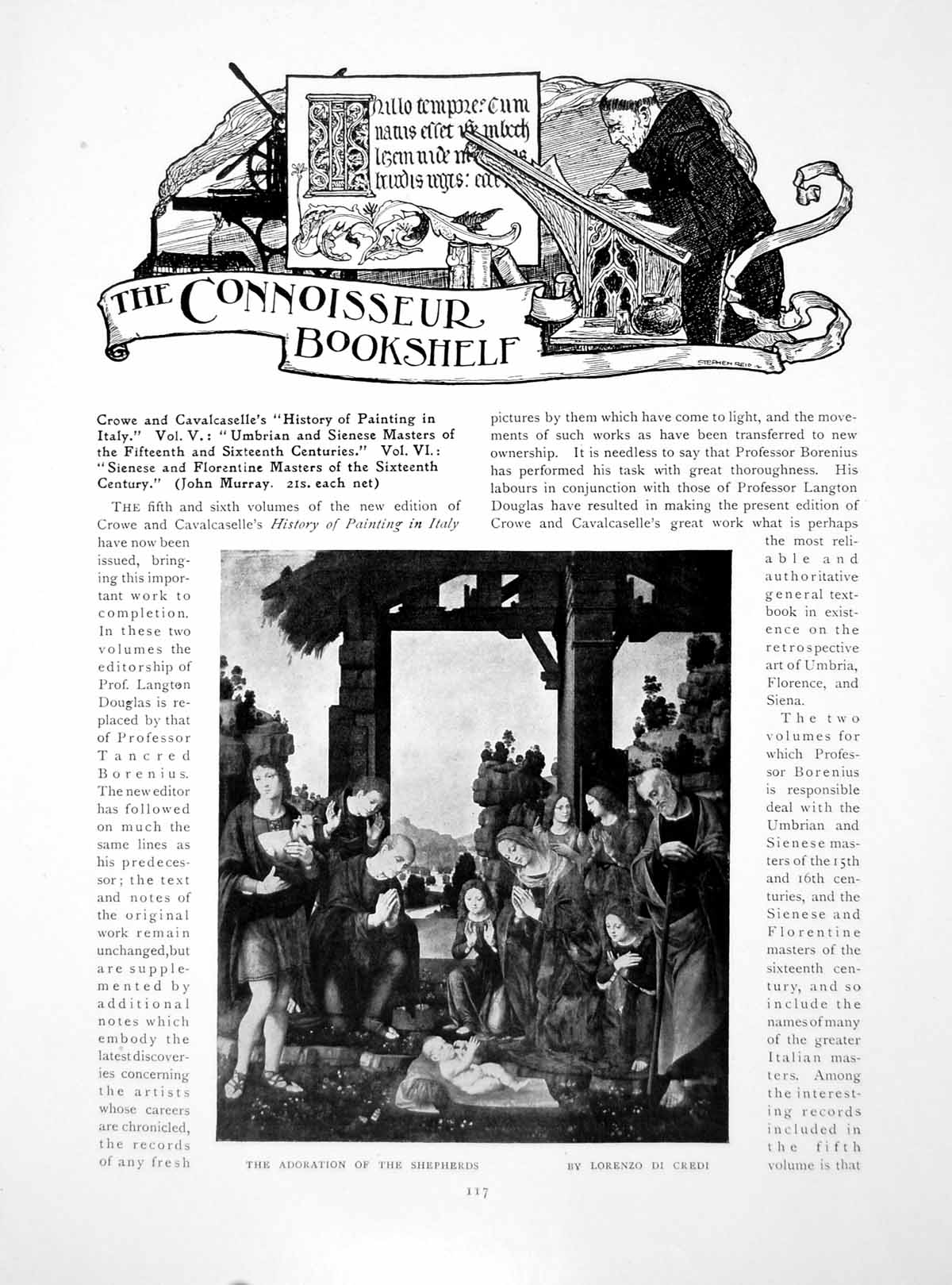 Antique Old Print Bookshelf Adoration Shepherds Portrait LadyPages 1914