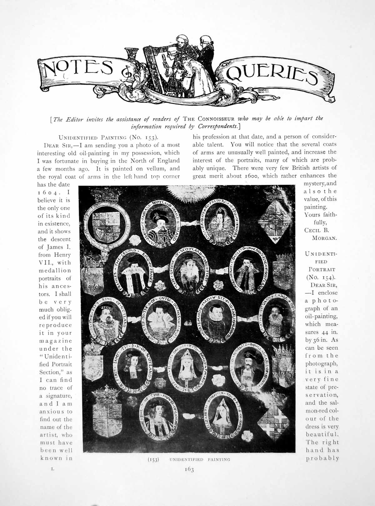 Antique Old Print Unidentified Painting Notes Queries PortraitsPages 1914