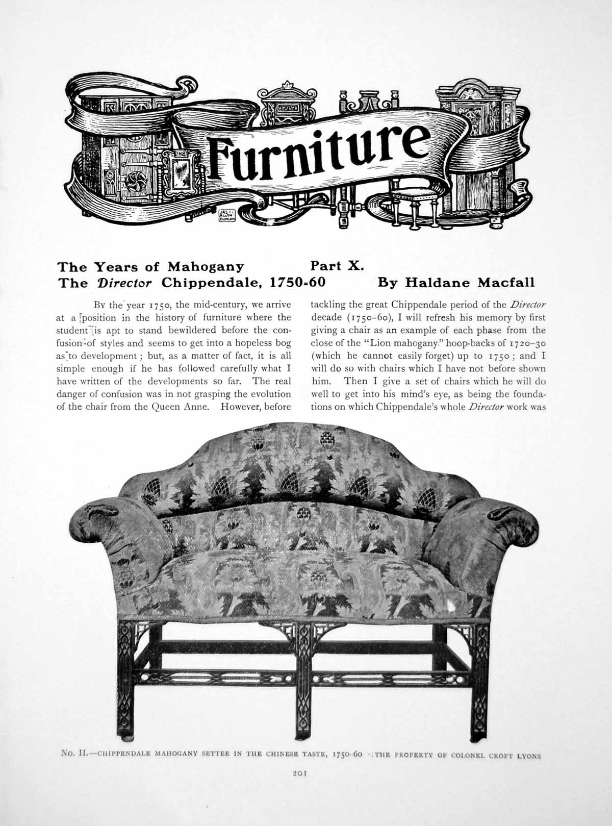 Antique Print Years Mahogany Furniture X Director ChippendalePages 1914