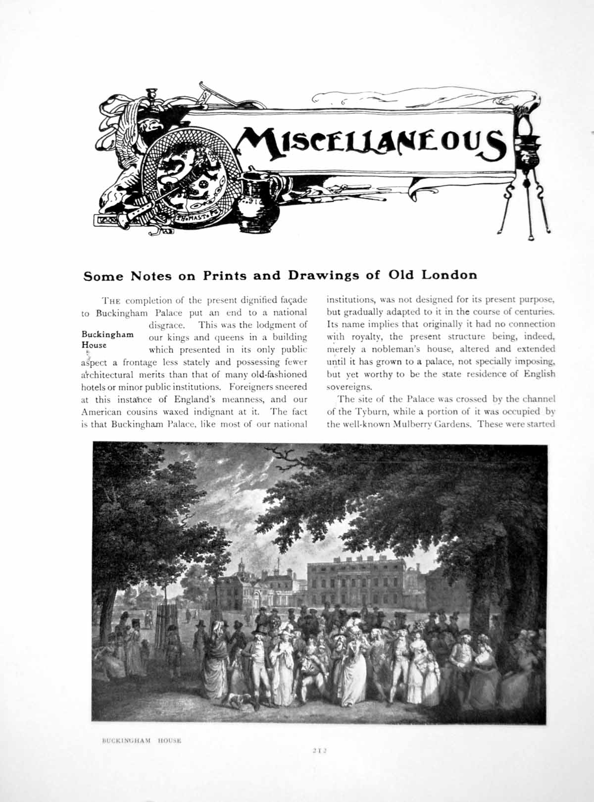 Original Old Antique Print Notes Drawings London Buckingham HousePages 1914