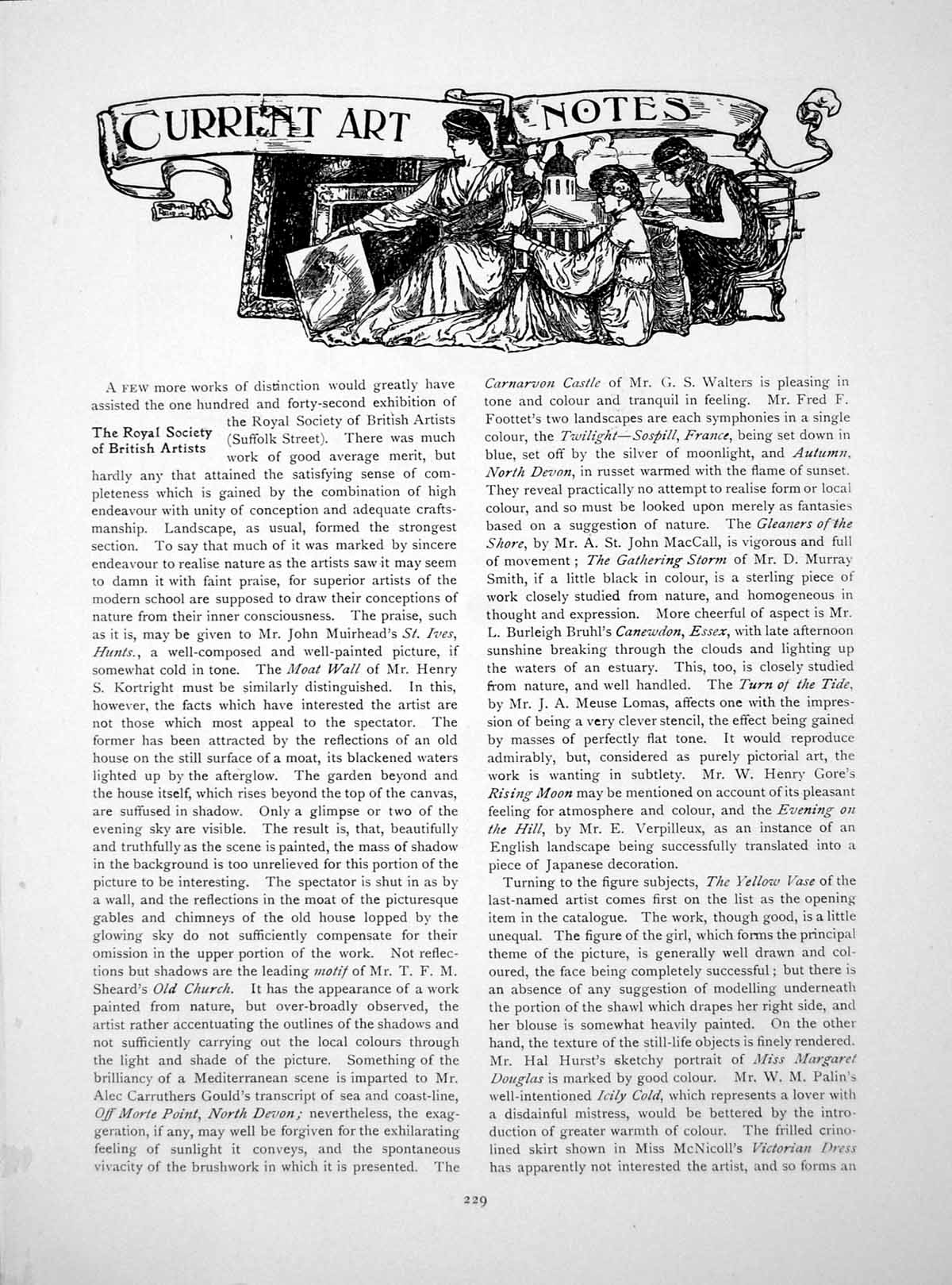 Antique Print Summer Evening Davies Notes Bust Queen ElizabethPages 1914