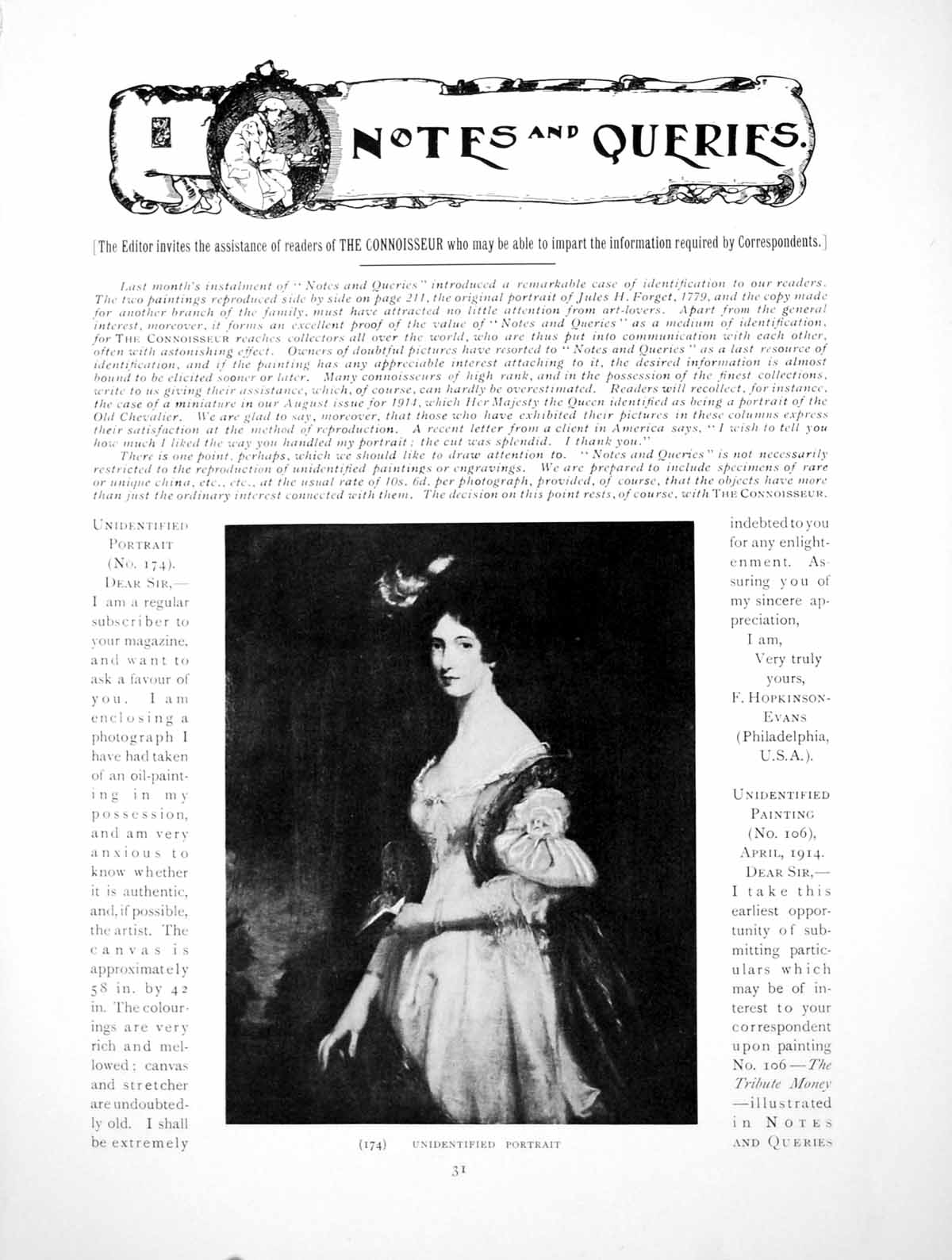 Antique Old Print Notes Queries Unidentified Portrait PaintingsPages 1915