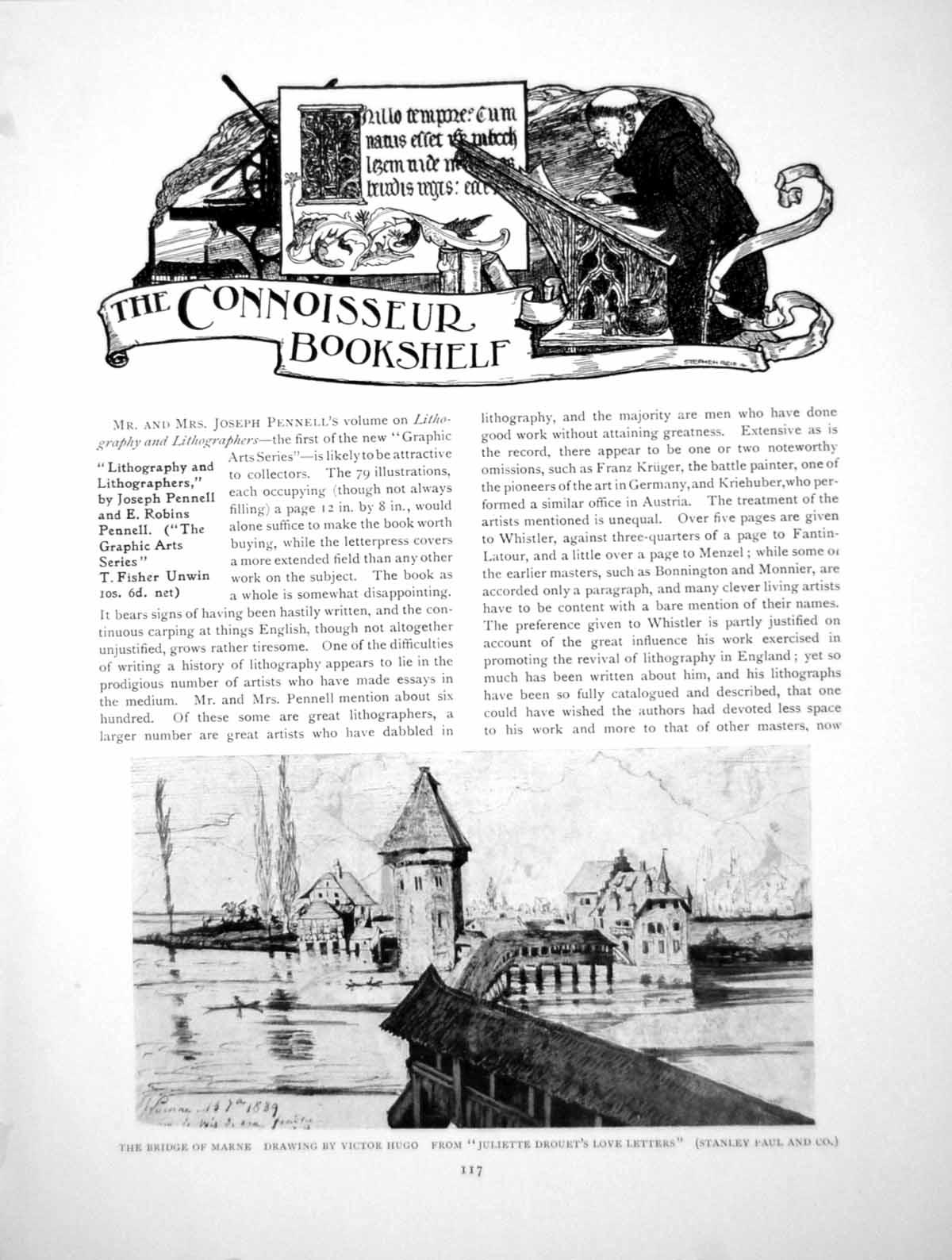 Antique Old Print Bookshelf Lithography Bridge Marne Coat ArmsPages 1915