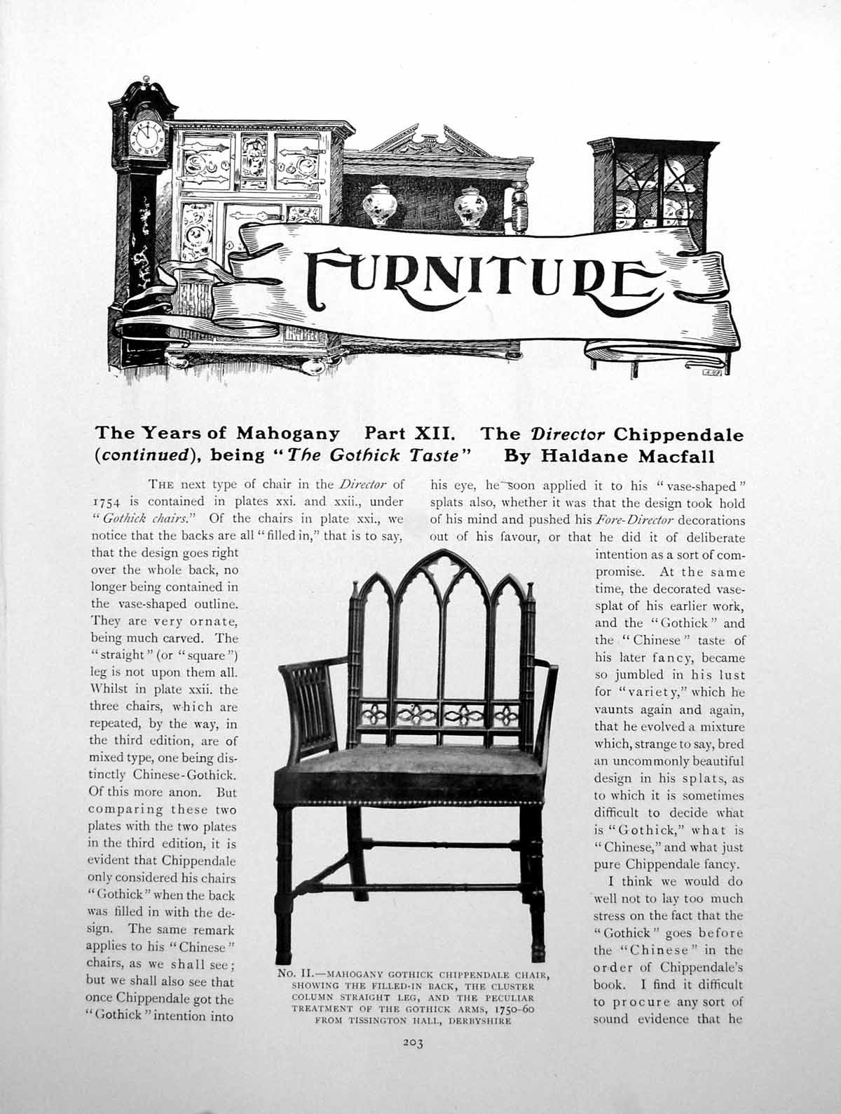 Old Antique Print Years Mahogany Part Xii Chippendale ChairPages 1915