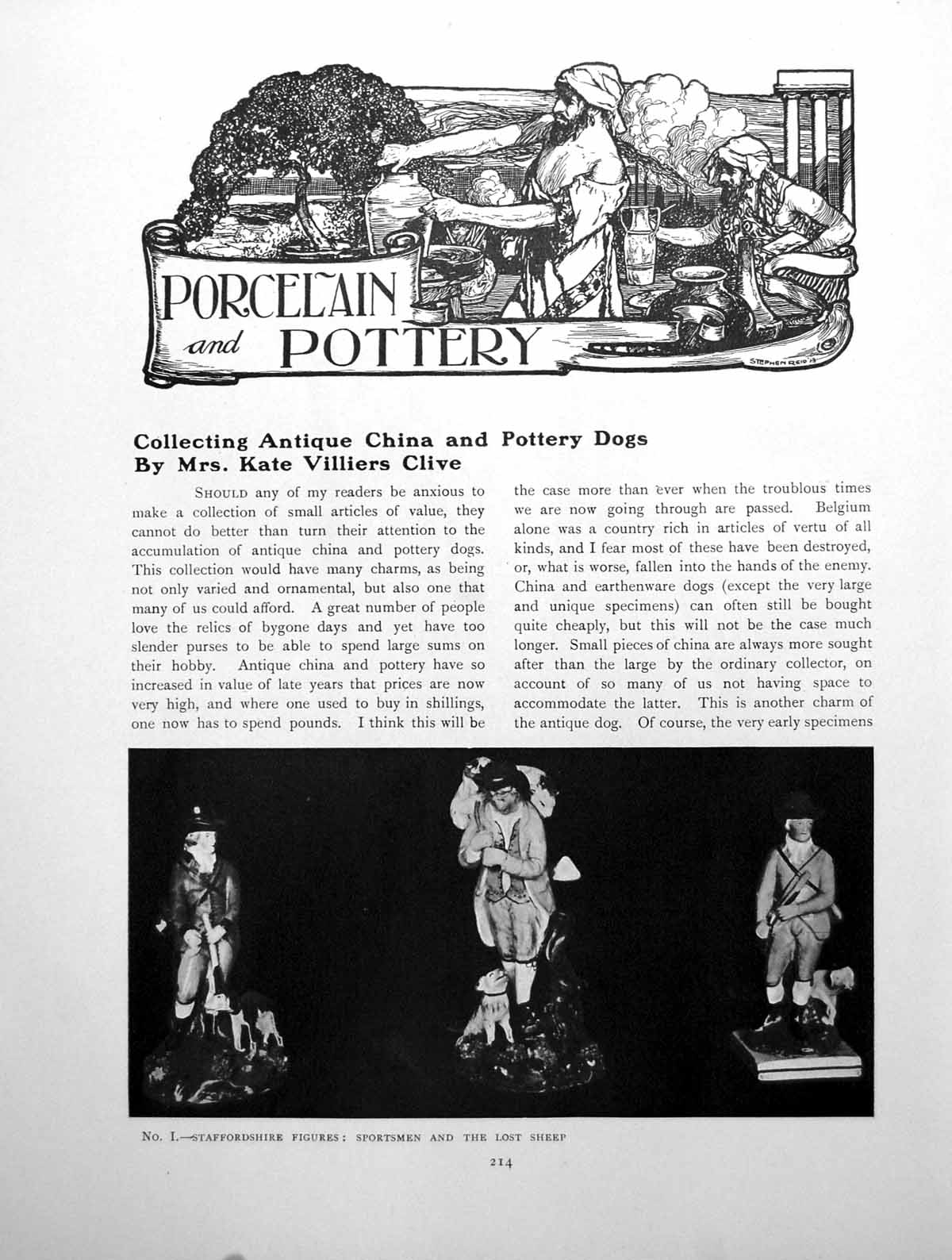Original Old Antique Print Collecting China And Pottery DogsPages 1915