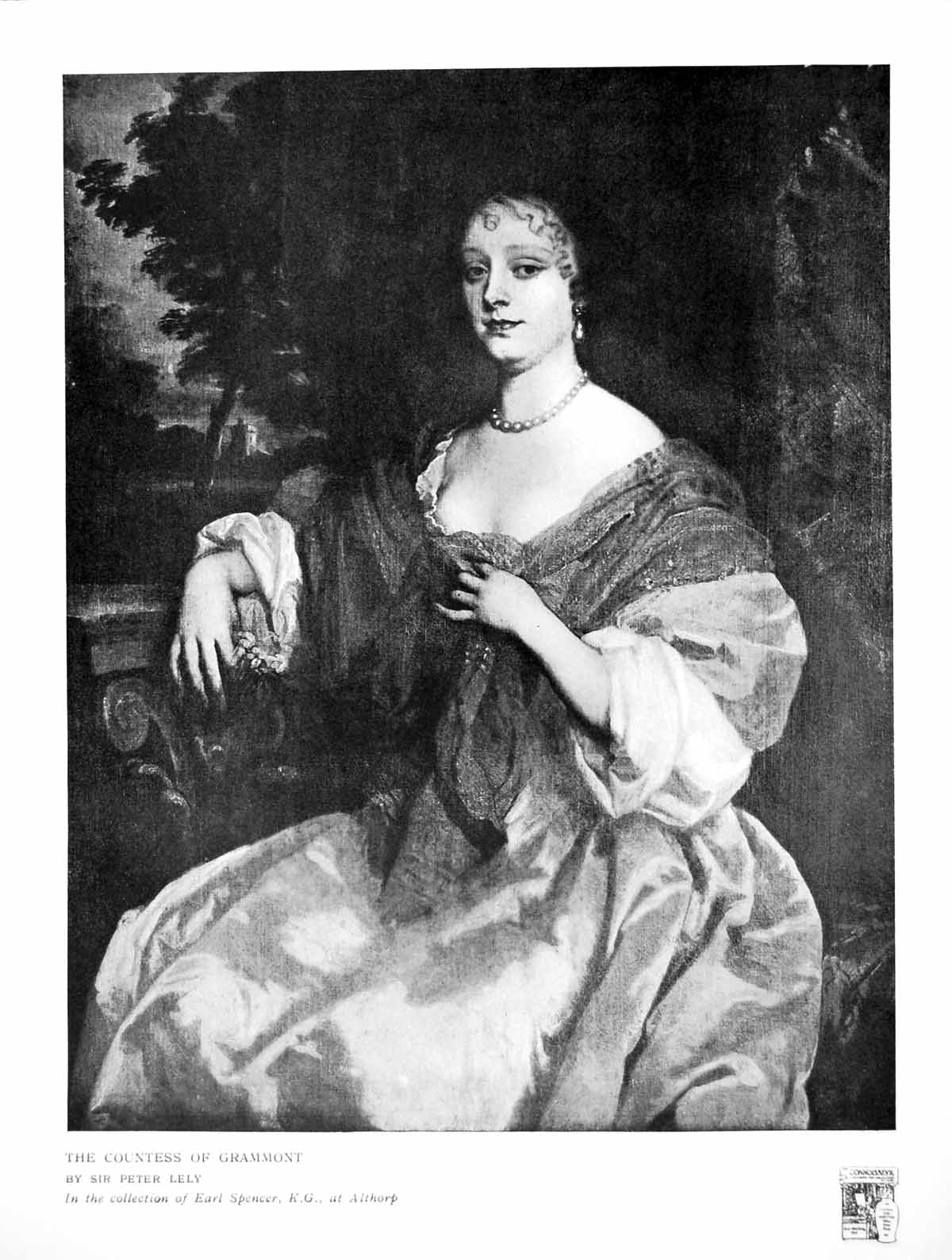 Original Old Antique Print The Countess Grammont By Sir Peter Lely 1915 20th
