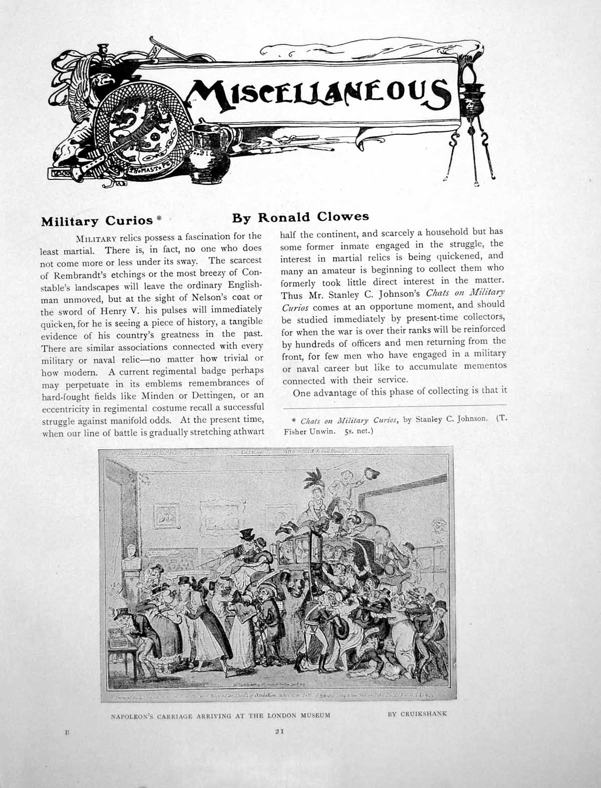 Old Print Military Curios Napoleon'S Carriage Money James IiPages 1916