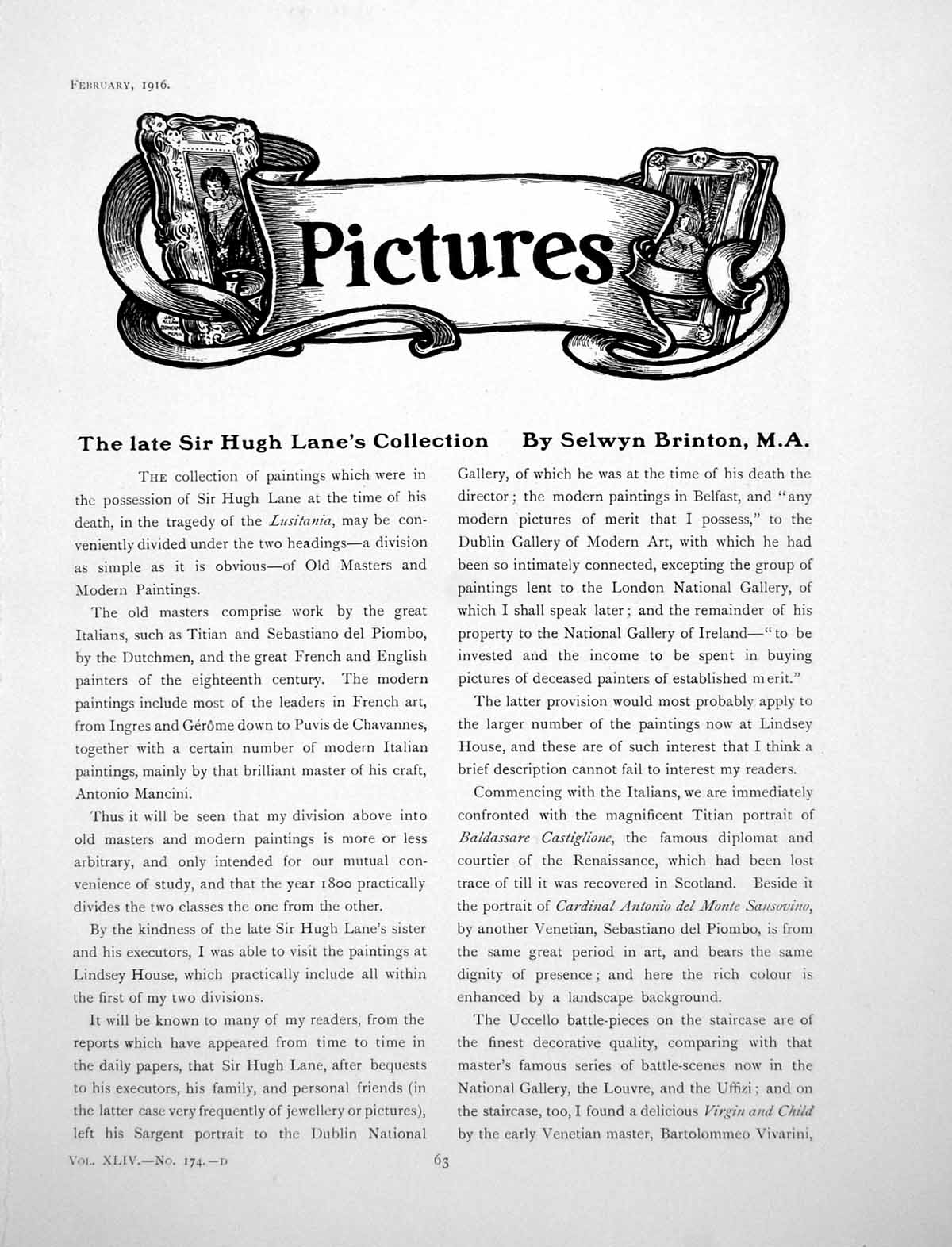 Antique Print Hugh Lane'S Collection Pictures Van Goyen TitianPages 1916