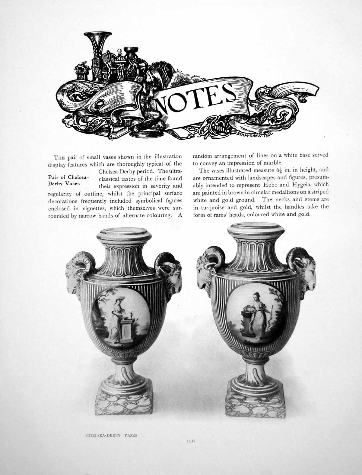 Antique Old Print Notes Pair Chelsea-Derby Vases French TablePages 1916