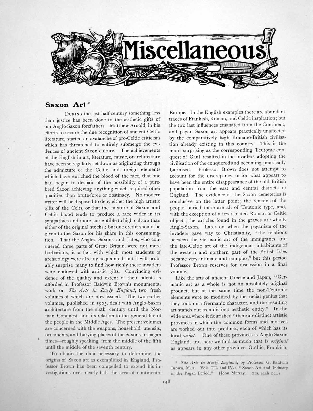 Antique Old Print Miscellaneous Saxon Art Silver Brooch BifronsPages 1916