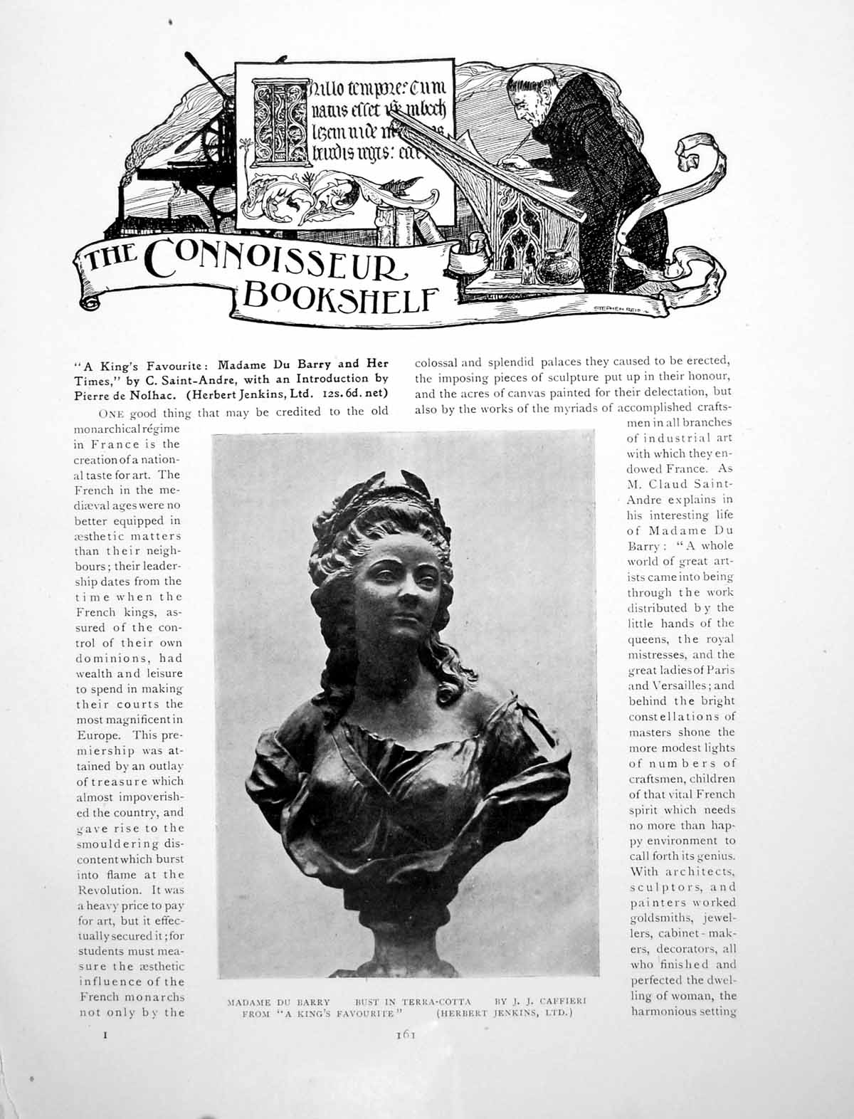 Antique Old Print Bookshelf Madame Du Barry Bust From PaintingPages 1916