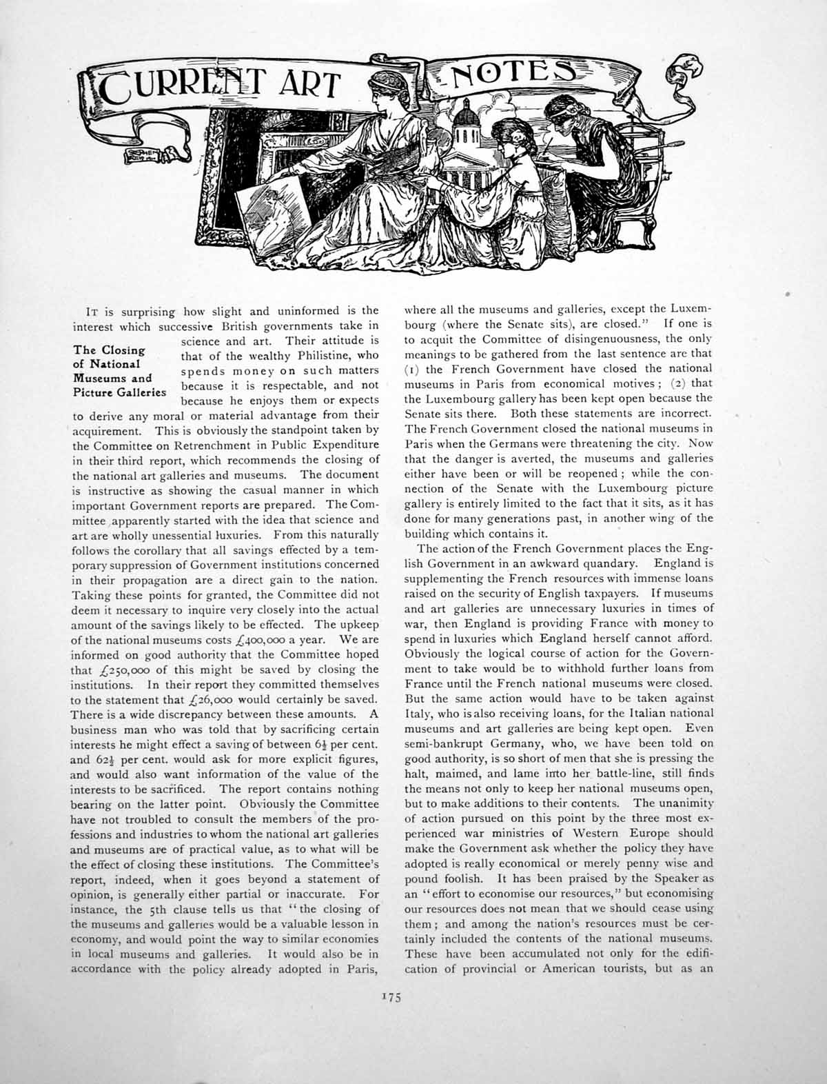 Antique Print Art Notes Closing National Galleries Museums OakPages 1916