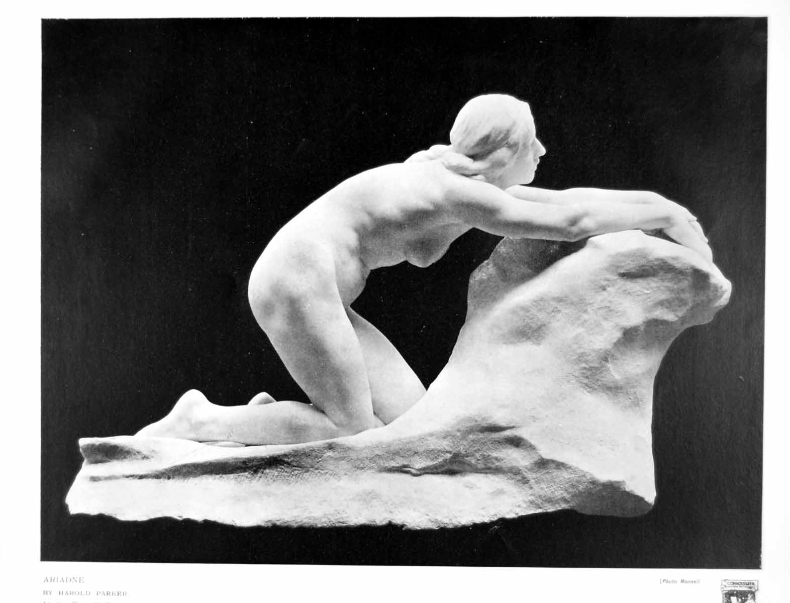 Old Antique Print Ariadne Sculprure By HarParker Tate Gallery Nude 1916 20th