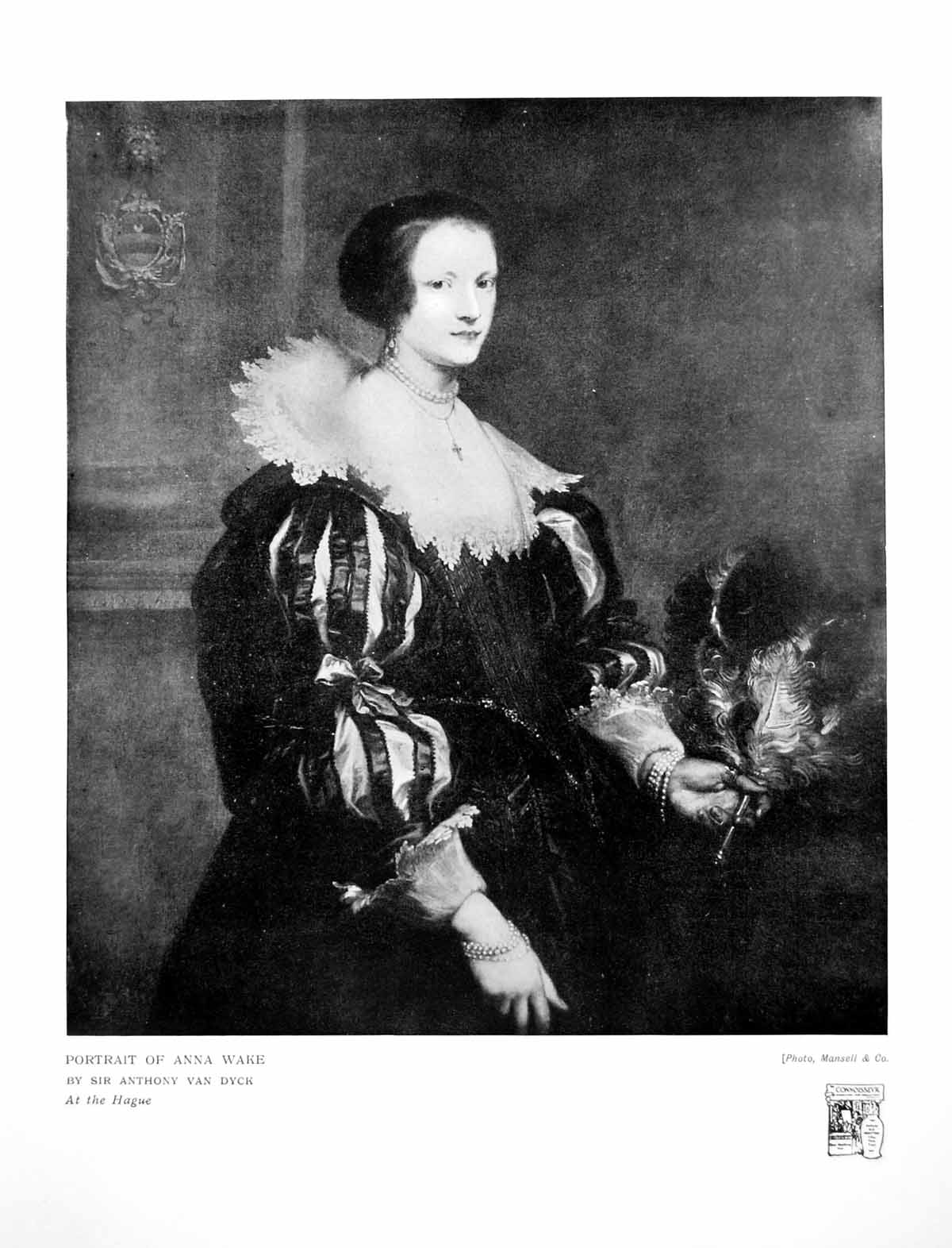 Old Antique Print Portrait Anna Wake Sir Anthony Van Dyck At Hague 1916 20th