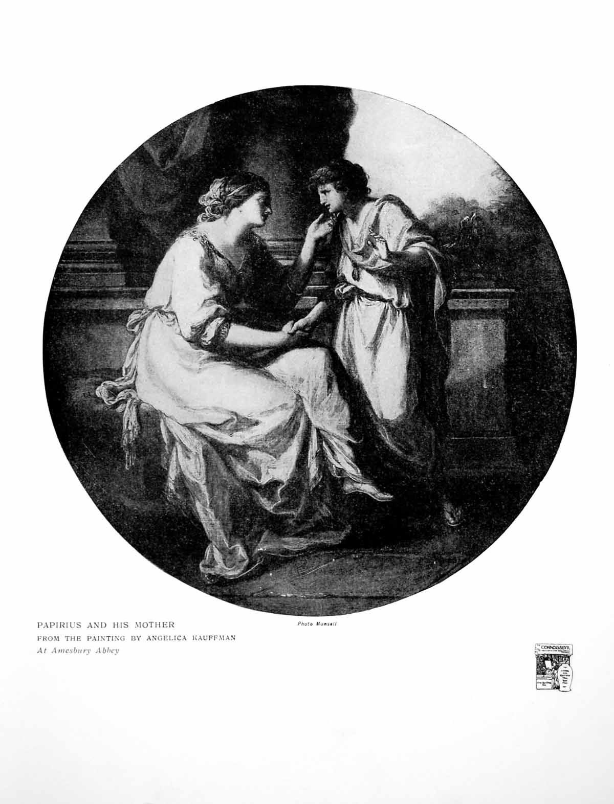 Old Antique Print Papirius And His Mother Painting Angelica Kauffman 1916 20th