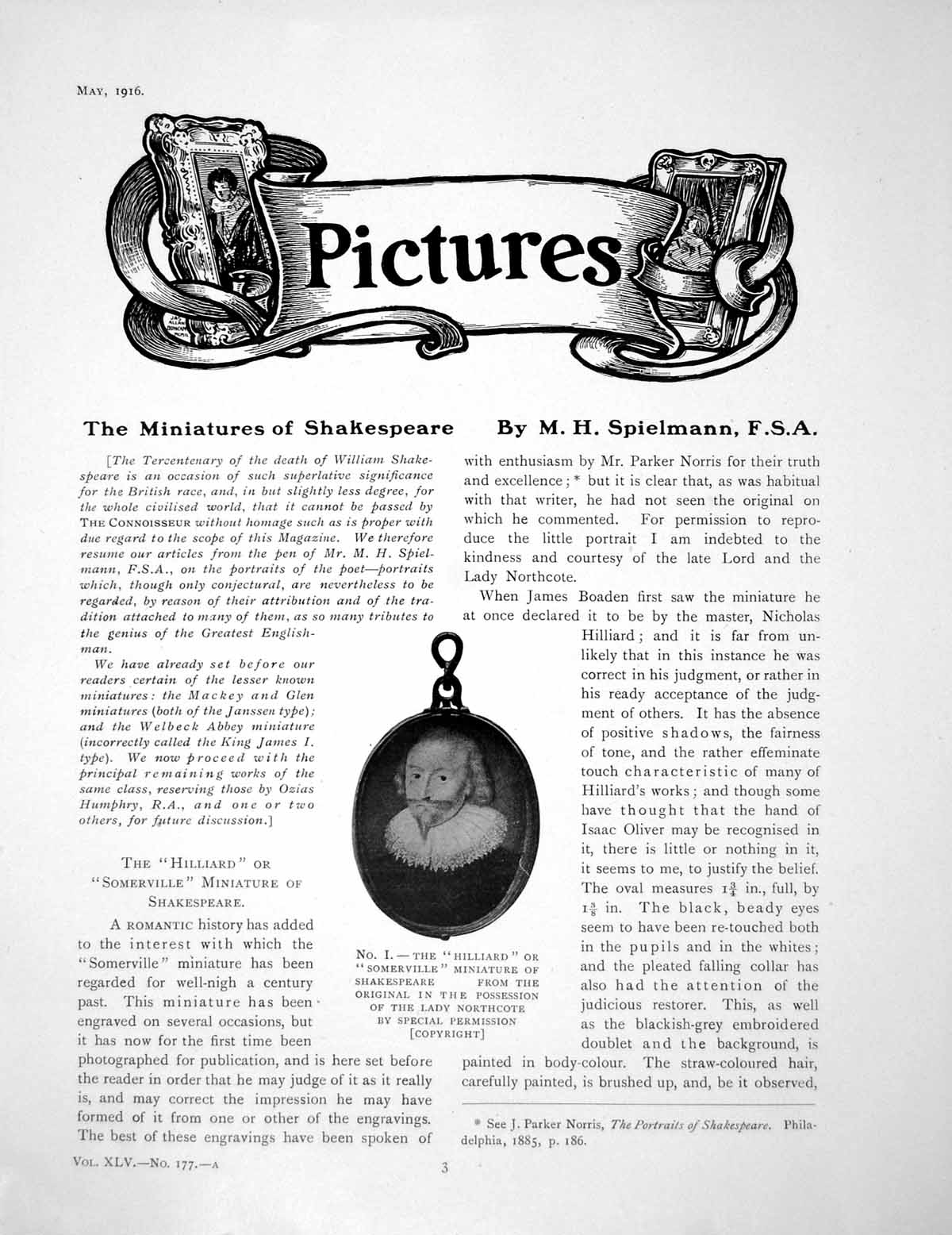 Antique Old Print The Miniatures Shakespeare Hilliard SomervillePages 1916