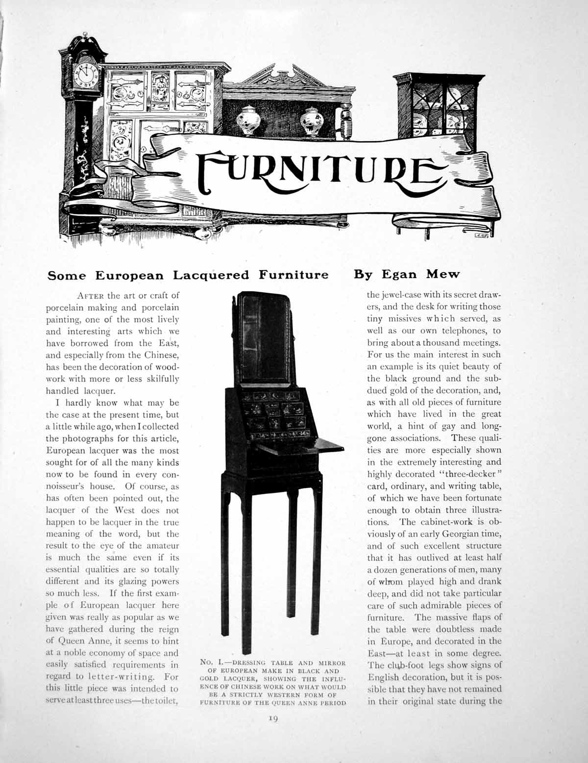 Antique Print Some European Laquered Furniture Dressing TablePages 1916