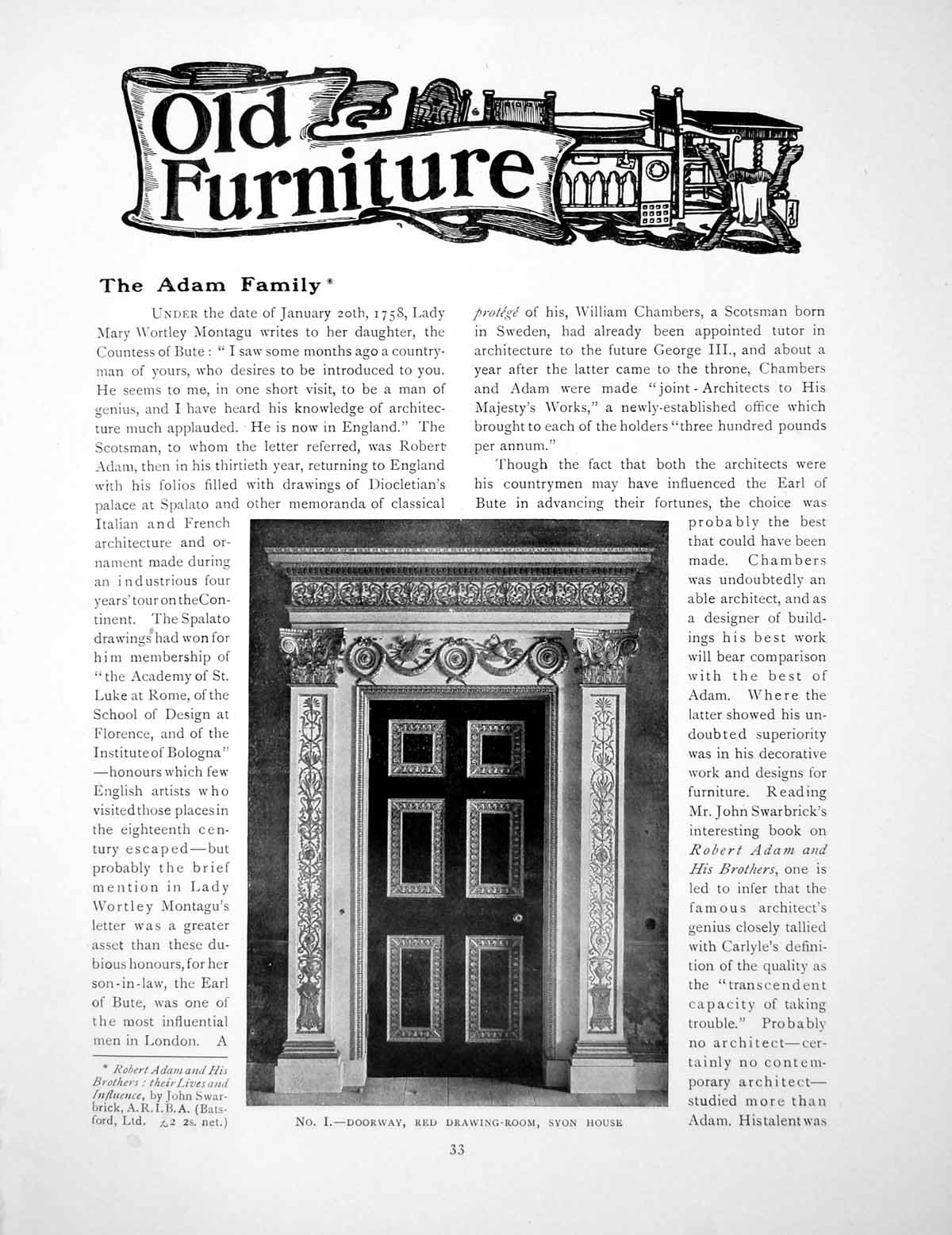 Old Antique Print Furniture The Adam Family Doorway KnockerPage 1916