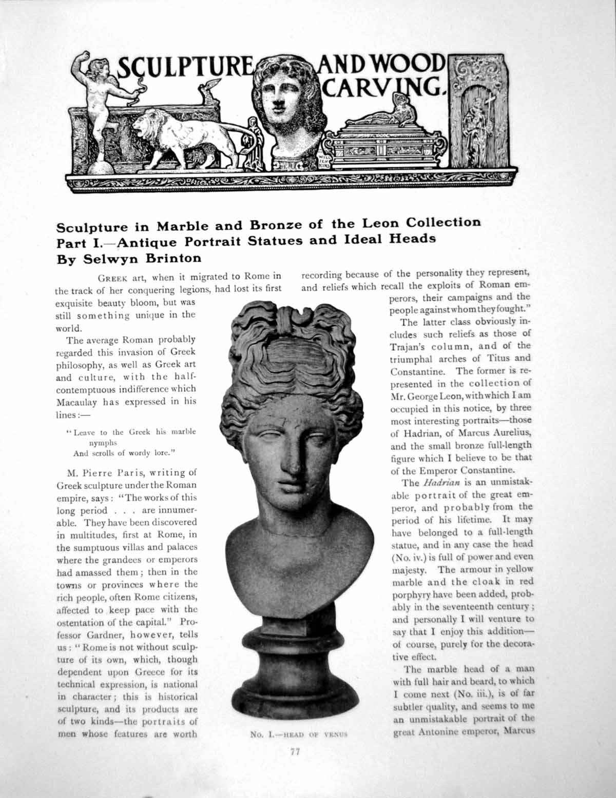 Old Leon Collection Part I Portrait Statues Ideal HeadsPages 1916