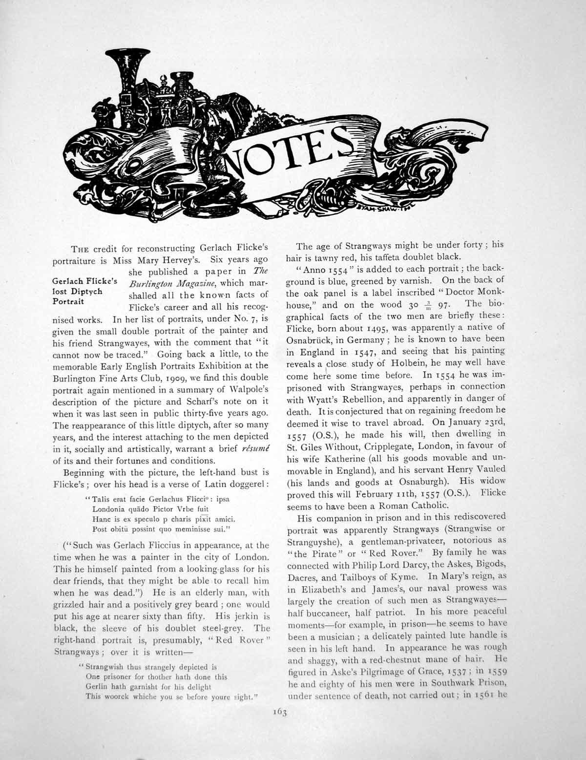 Antique Old Print Notes Gerlach Flicke'S Lost Diptych PortraitPages 1916