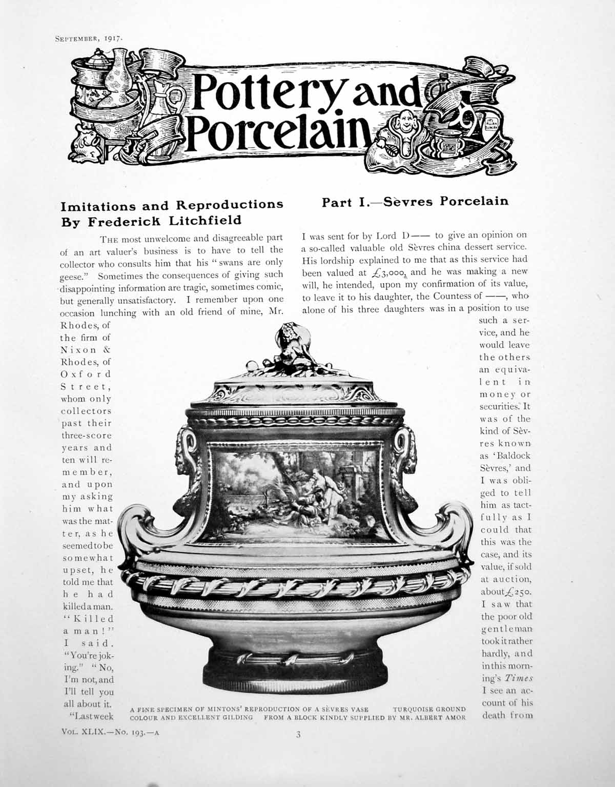 Antique Print Imitations Reproductions Part I Sevres PorcelainPages 1917