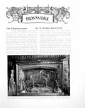 Antique Old Print Chimney-Crane Ironwork Fireplace Warnam CourtPages 1917