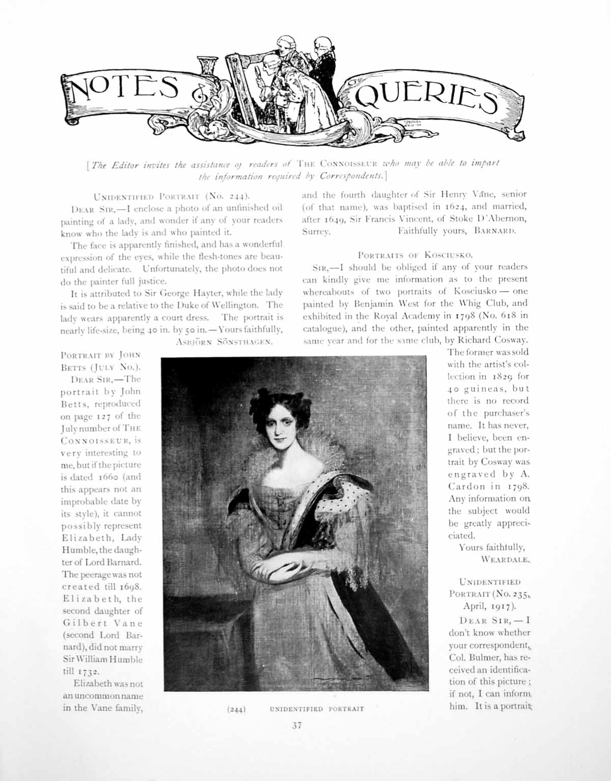 Antique Old Print Notes Queries Unidentified Portrait Hm BowdlerPage 1917
