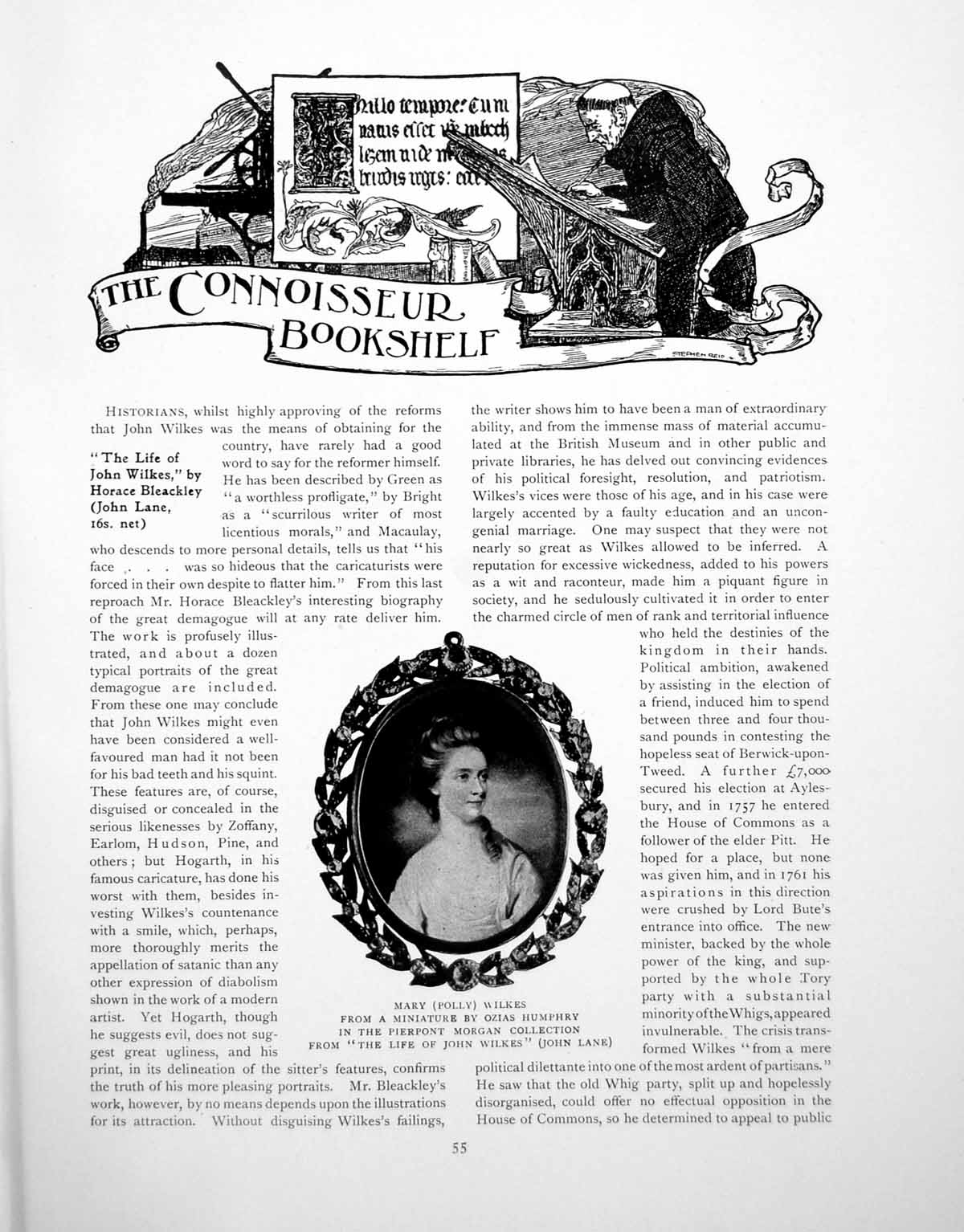 Antique Old Print Bookshelf Mary Wilkes Mr Serjeant Glyn JohnPages 1917