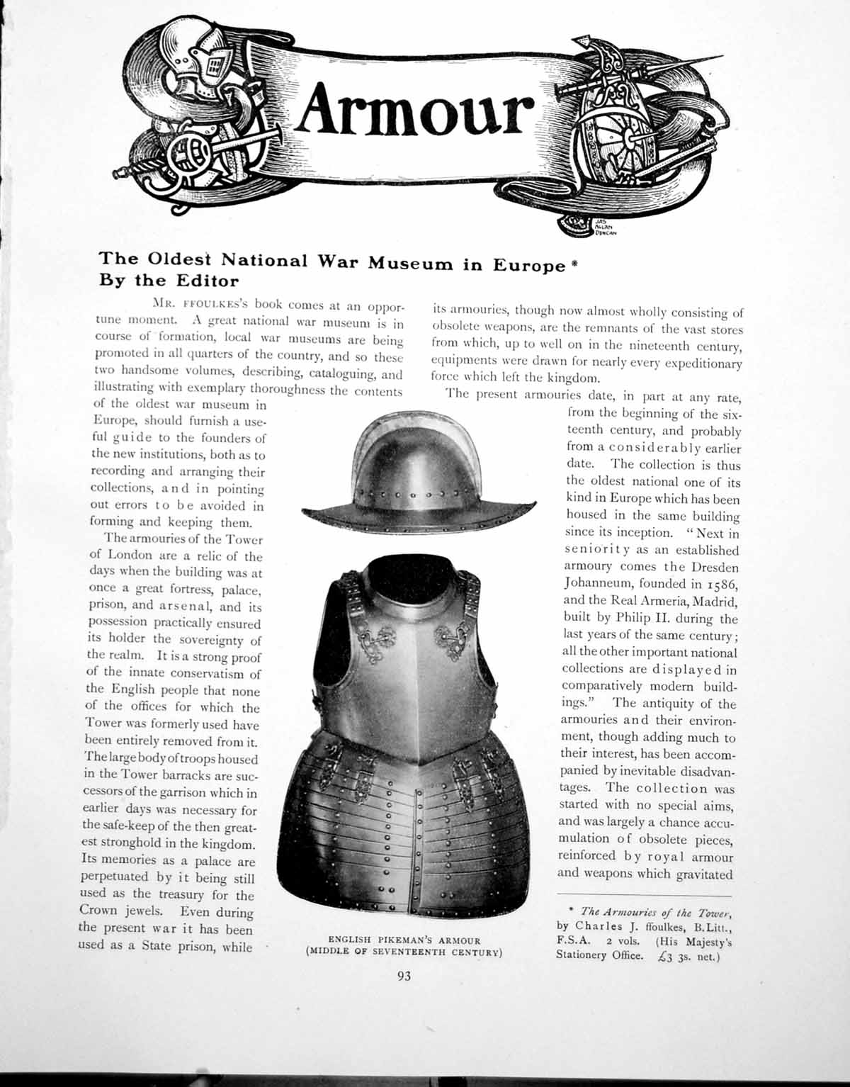 Antique Old Print est National War Museum Europe Tower LondonPages 1917