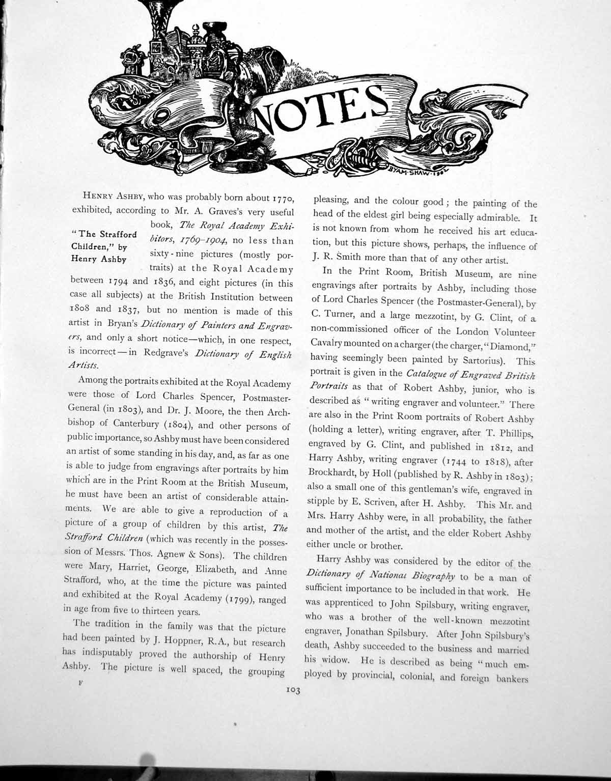 Antique Old Print Notes Strafford Children Henry Ashby CrucifixPages 1917