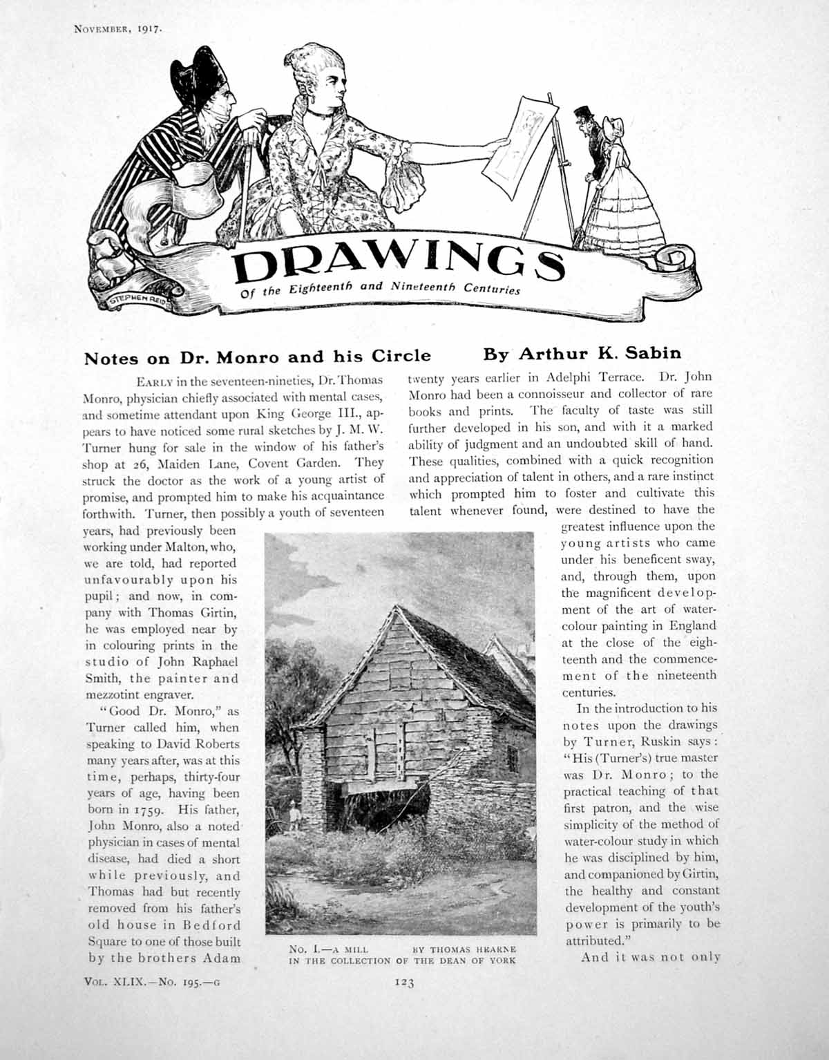 Old Vintage Print Drawings Notes On Dr Monro And His CirclePages 1917