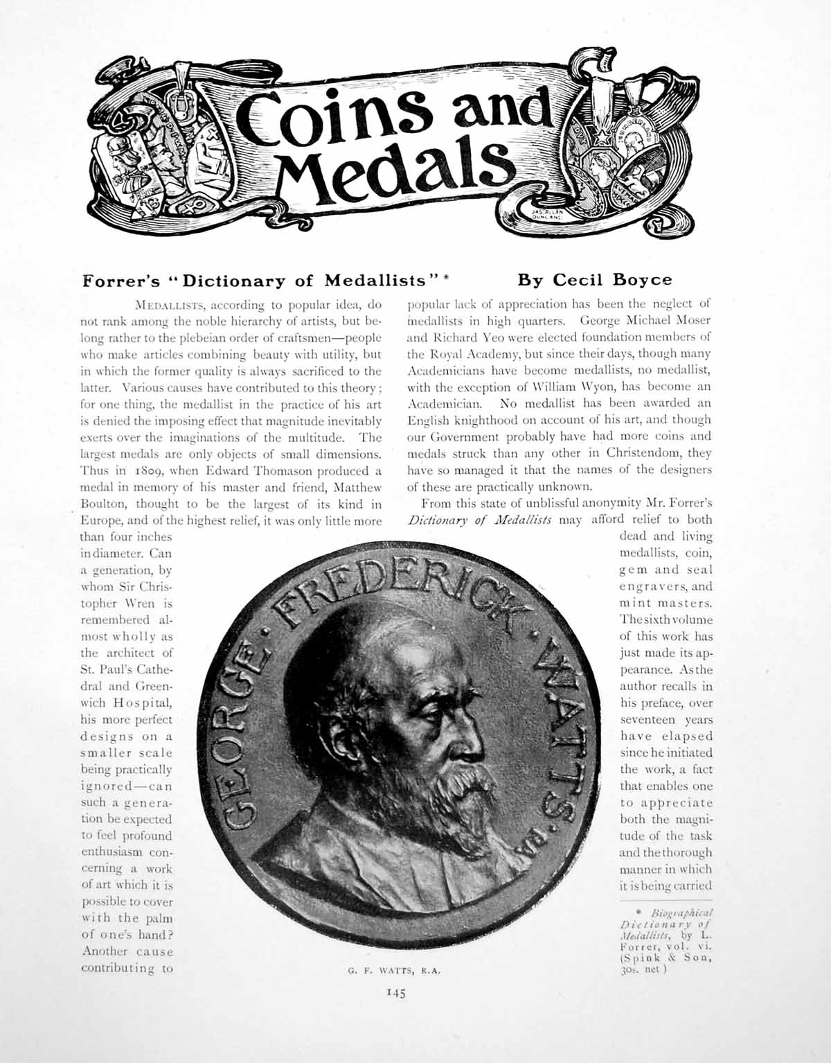 Original Old Vintage Print Forrer'S Dictionary Medallists ReviewPages 1917