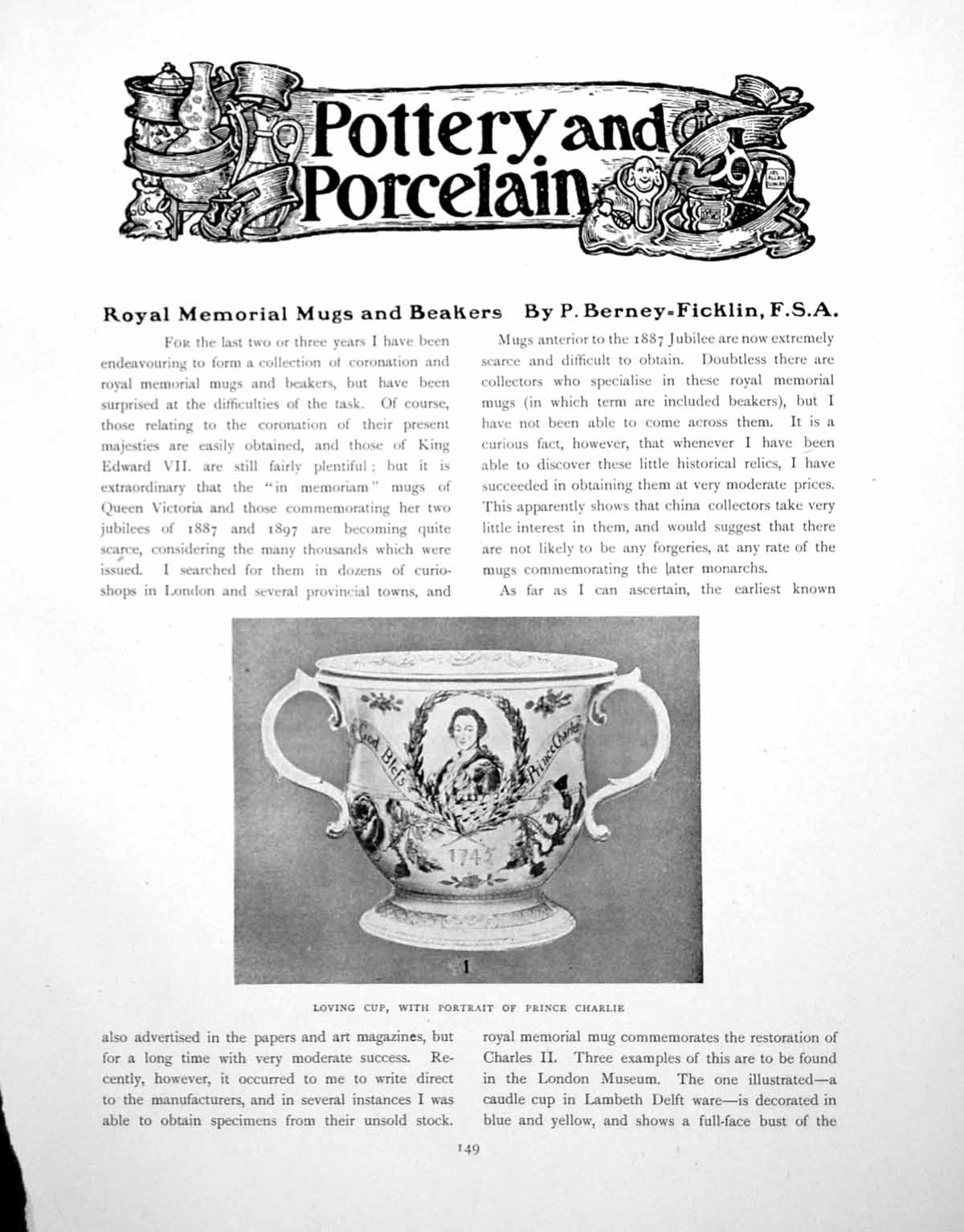 Old Vintage Print Royal Memorial Mugs And Beakers Loving CupPages 1917