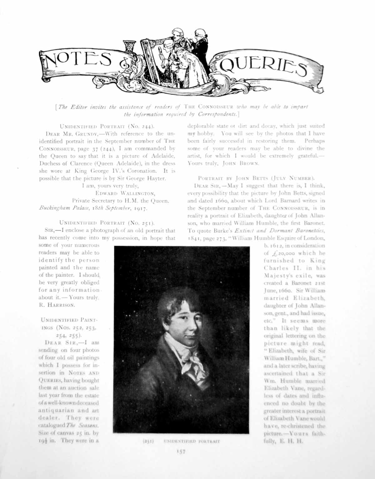 Antique Print Notes Queries Unidentified Portrait Salt-CellarPages 1917