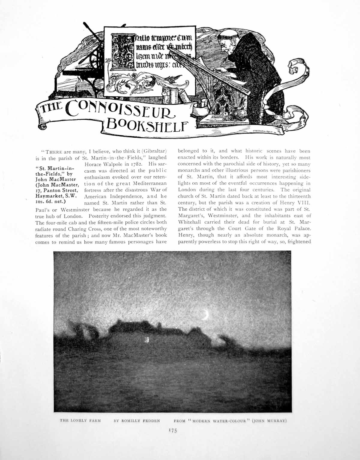 Old Vintage Print Bookshelf Feddon St-Martin-In-The-FieldsPages 1917