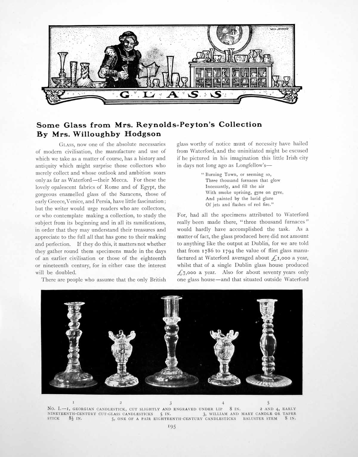Antique Old Print Some Glass From Mrs Reyn-Peyton'S CollectionPages 1917