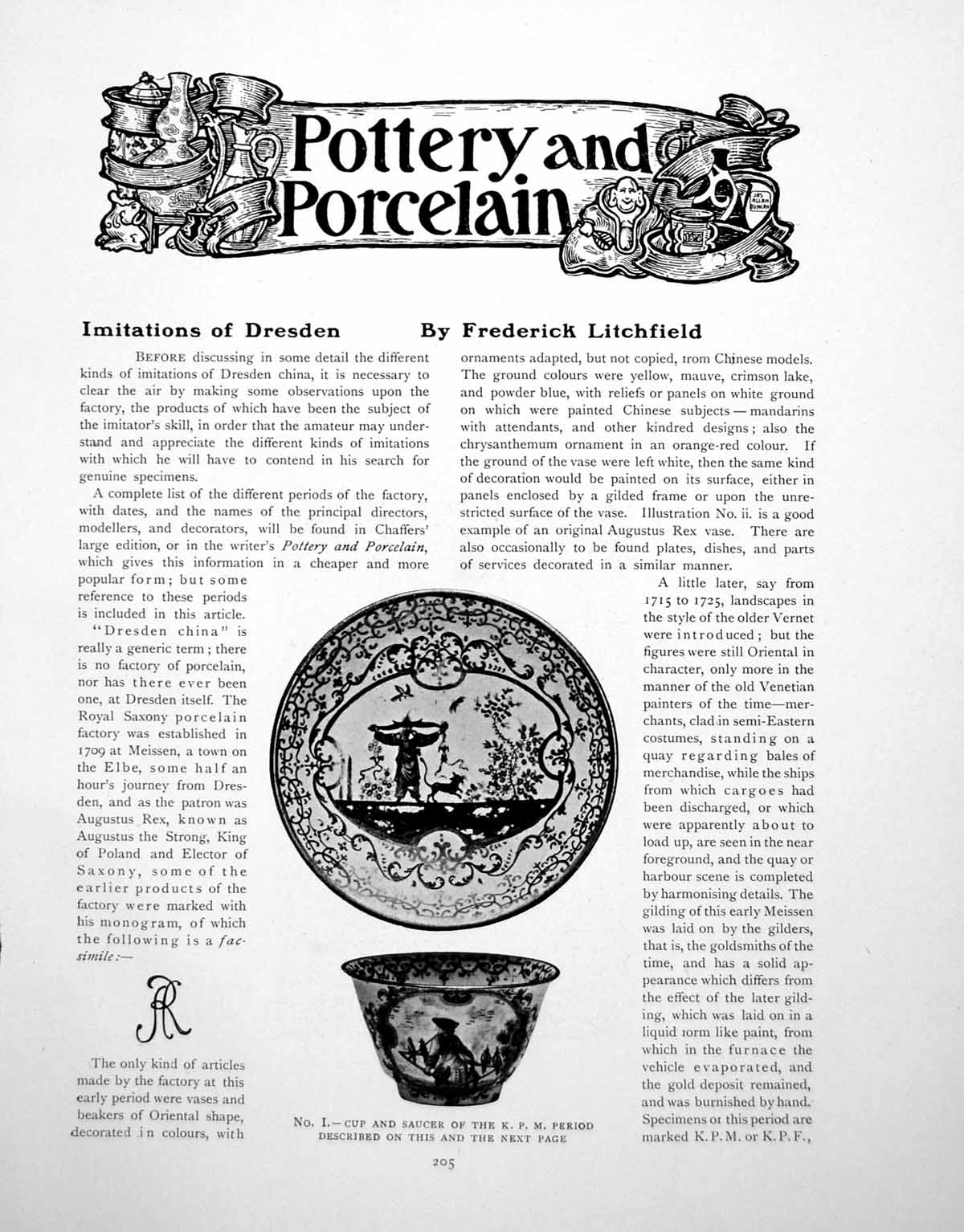 Old Vintage Print Pottery And Porcelain Imitations DresdenPages 1917